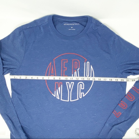 Aeropostale Navy Long Sleeve Crew Neck Tee Shirt Size Medium - Picture 8 of 8